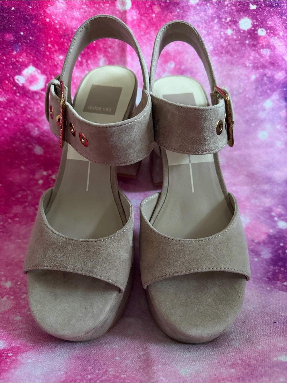 Dolce Vita Blush Suede Platform Slingback Sandals